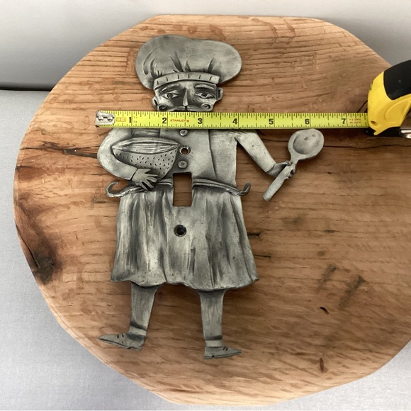 Vintage - Leandra Drumm - Pewter Chef Wall Light Switch Plate - Rare - Excellent - Picture 9 of 13